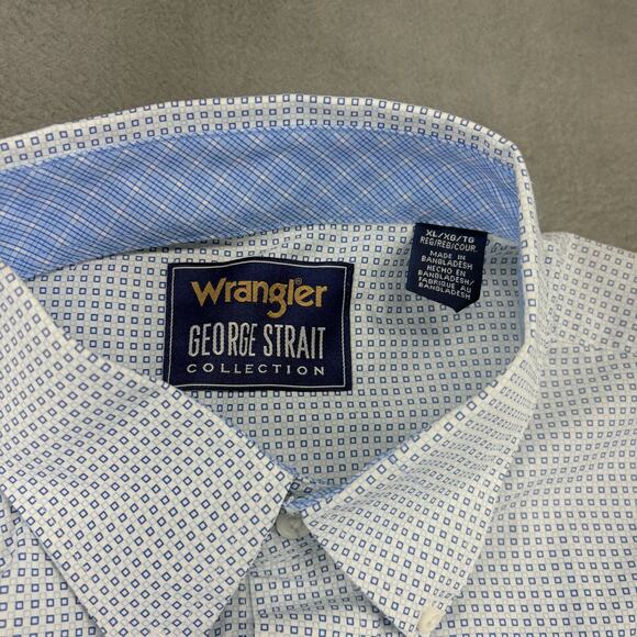 Wrangler George Strait Shirt Men's XL Blue Check Short Sleeve Western Cowboy - Picture 4 of 8